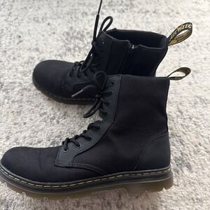 Dr. Martens Black Canvas Boots 7 Women's / 6 Men's Combat Boots NEW